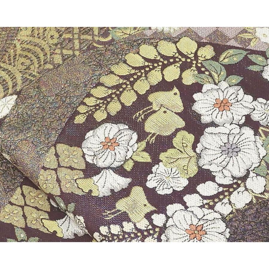 袋帯 正絹 辻が花 千鳥 四季花 礼装用 フォーマル 良品 中古 