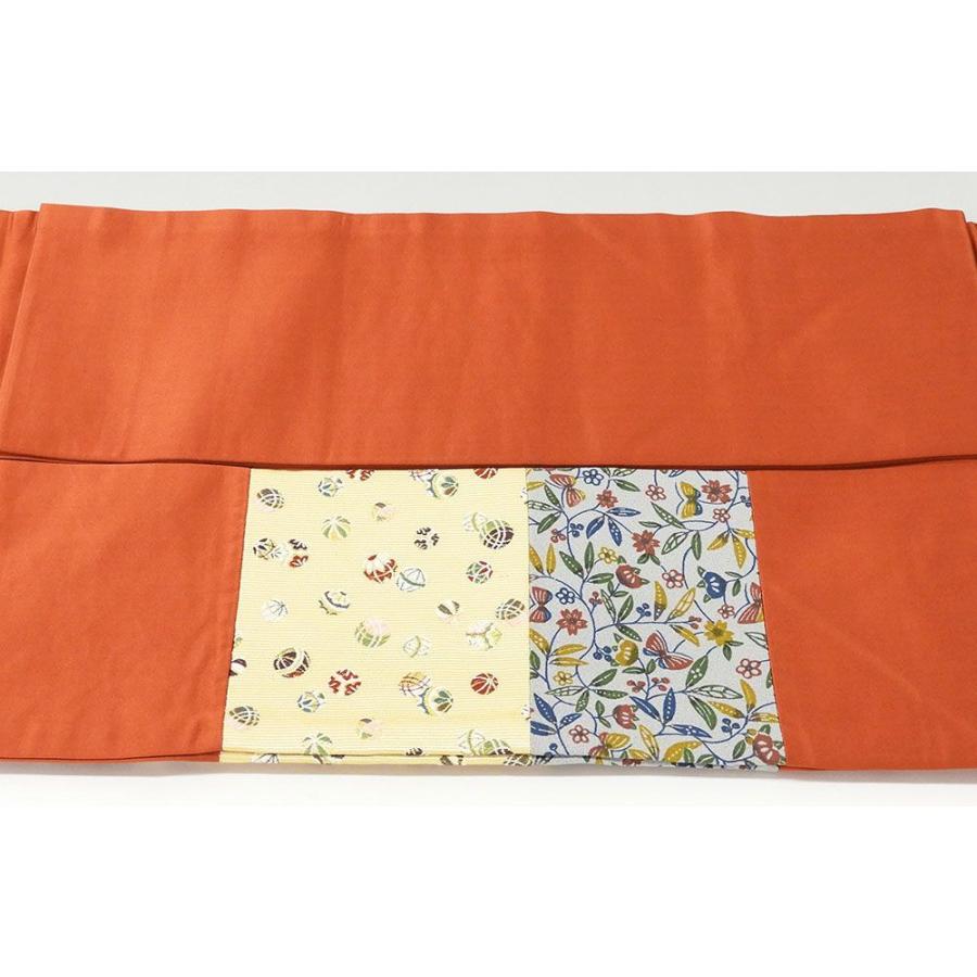 名古屋帯 新品仕立済 正絹 手毬草花蝶々模様 名古屋帯 小難あり 新品 