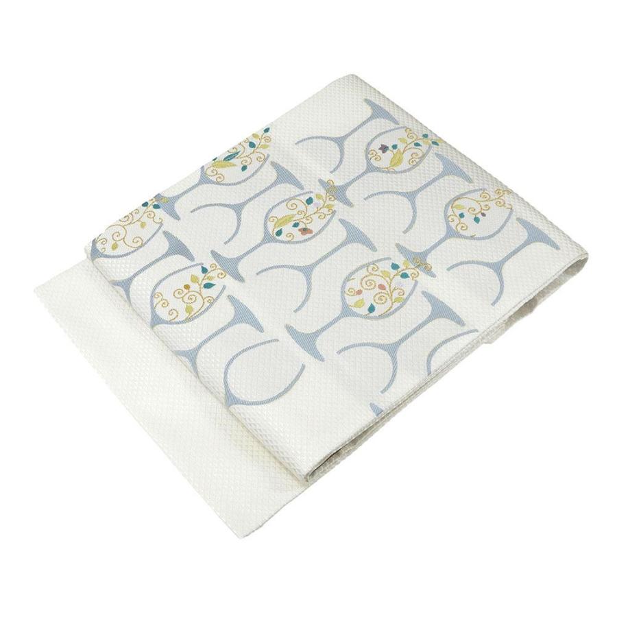 20％OFF！SALE 名古屋帯 新品仕立済 西陣 辻梅機業店謹製 ワイングラス 唐草模様 名古屋帯 新品 仕立て上がり h2893の画像