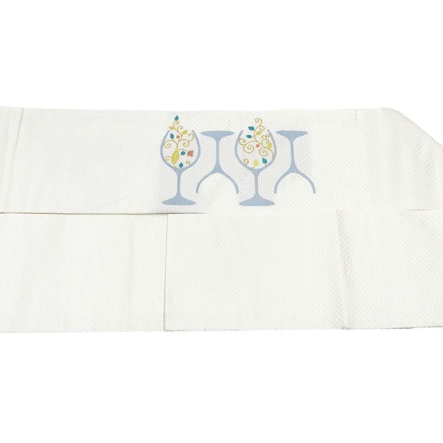 20％OFF！SALE 名古屋帯 新品仕立済 西陣 辻梅機業店謹製 ワイングラス 唐草模様 名古屋帯 新品 仕立て上がり h2893の画像