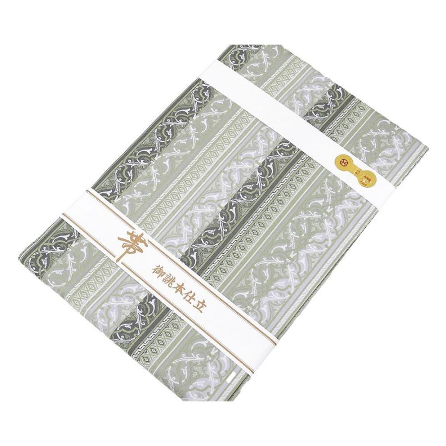 名古屋帯 新品仕立済 正絹 西陣 吉祥四季花幾何模様 名古屋帯 新品