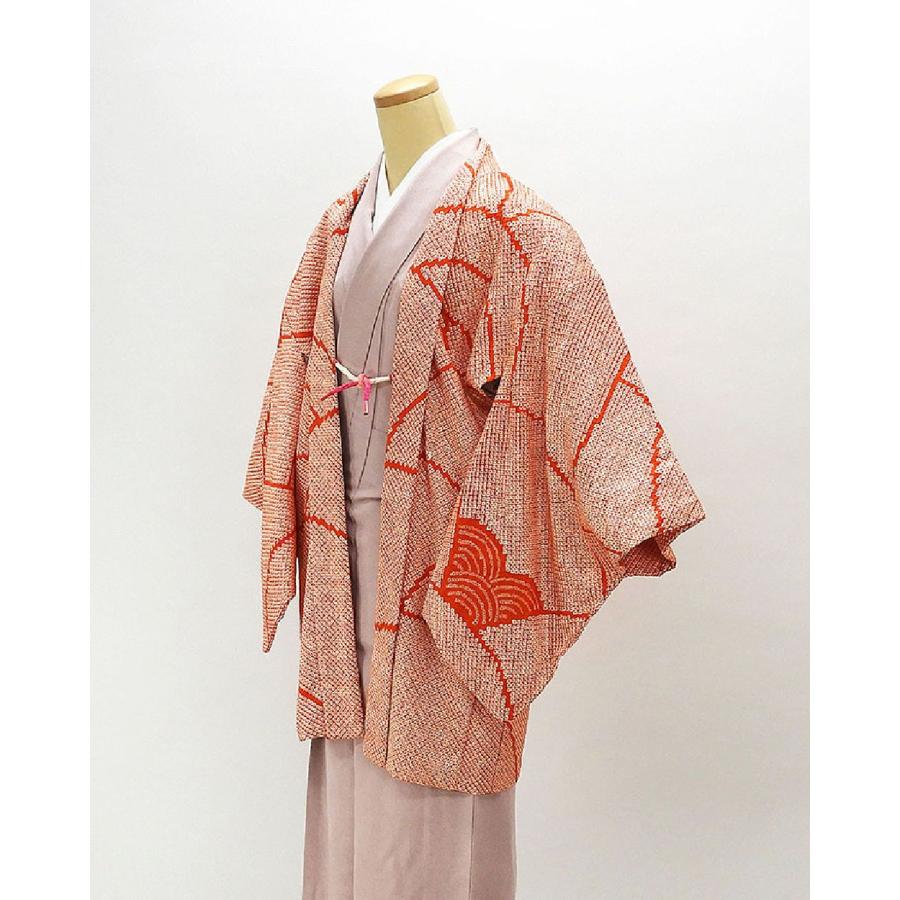 道中着 未着用美品 正絹 草葉幾何模様 身丈159cm 裄丈68cm 道中