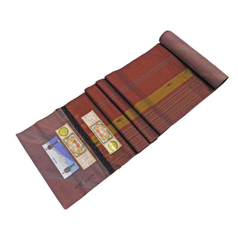 20％OFF！SALE コート 新品 正絹 旗印 本場縞大島 染色作家 岩浅公展作 リバーシブル ロングコート 大島紬 反物 新品 未仕立 j2015の画像