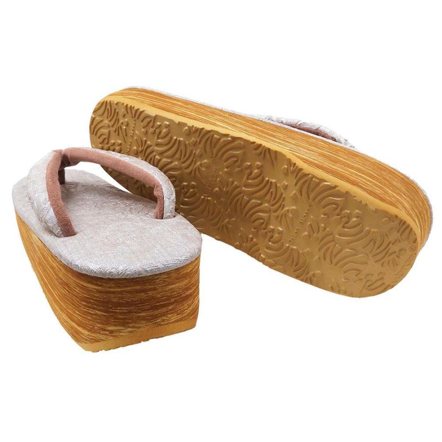 草履 菱屋謹製 カレンブロッソ カフェ草履 Lサイズ ボタニカル 型押し