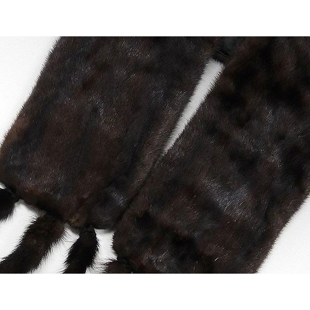 ショール ミンク 毛皮 ストール リアルファー しっぽ付き ダーク