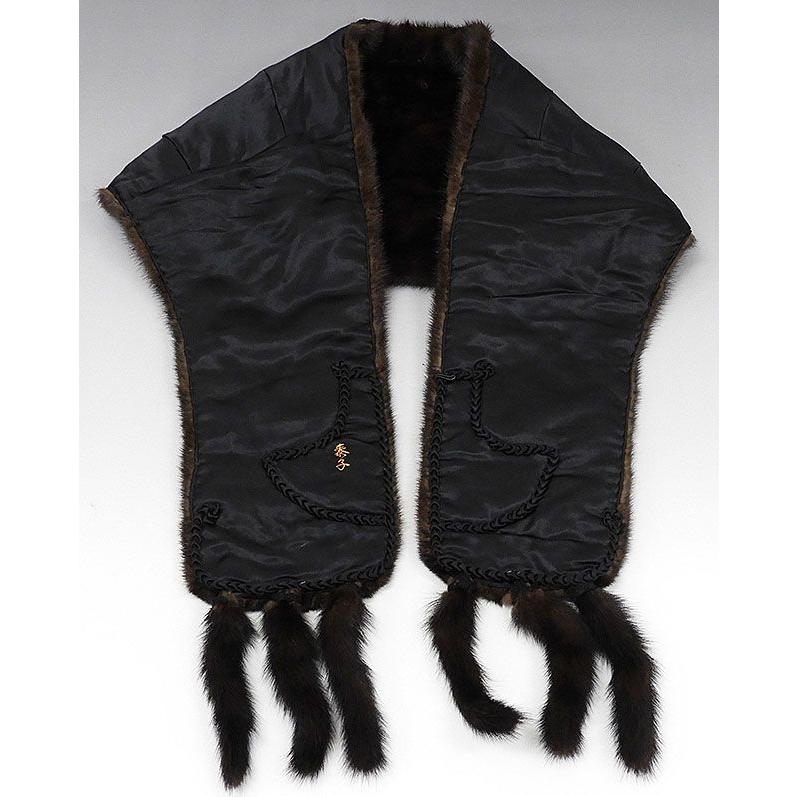 ショール ミンク 毛皮 ストール リアルファー しっぽ付き ダーク