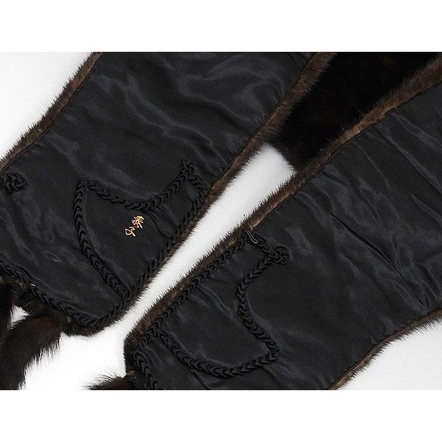 ショール ミンク 毛皮 ストール リアルファー しっぽ付き ダーク