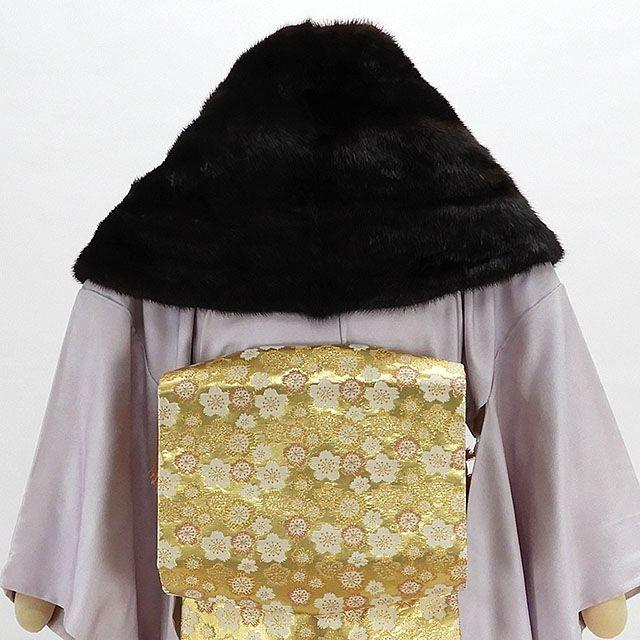 ショール ミンク 毛皮 ストール リアルファー しっぽ付き ダーク