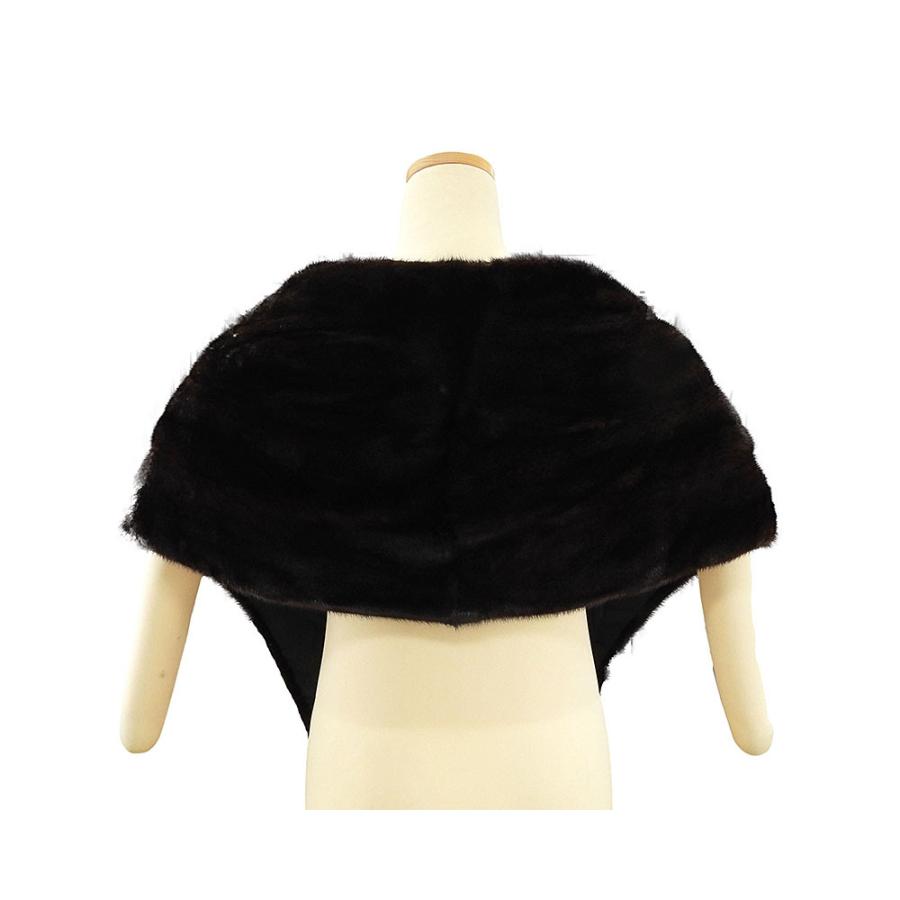 ショール ミンク 毛皮 ストール リアルファー しっぽ付き ブラック
