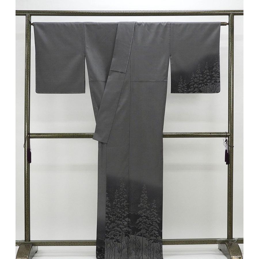 単衣 訪問着 新品仕立済 正絹 本しぼ絣 庭野鵬雪 紬身丈165cm 裄丈68cm 訪問着 新品 仕立て上がり 着物 wb1031の画像