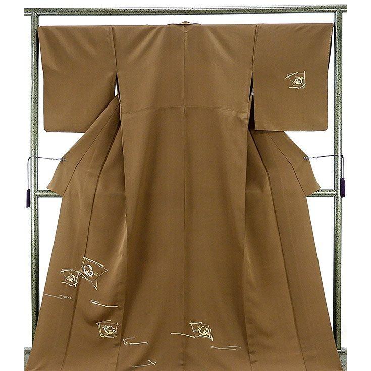 正絹　上質な訪問着　袷　花柄 単衣 訪問着 新品仕立済 正絹 刺繍花格子模様 新品 仕立て上がり 着物