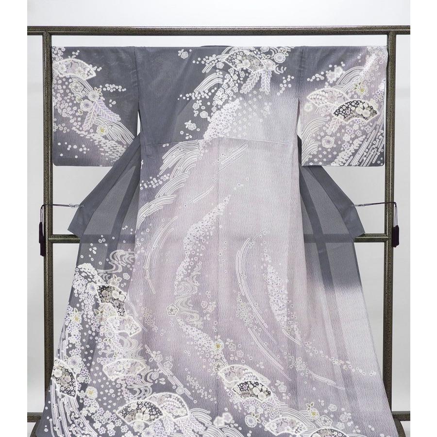 夏物 絽訪問着 新品 仕立上がり 正絹 地紙 辻が花 身丈163.5cm 裄丈 