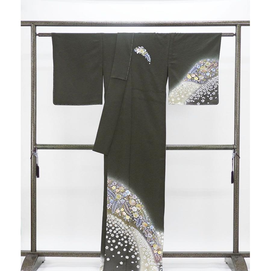 単衣 訪問着 新品 仕立上がり 正絹 辻が花 身丈165cm 裄丈68cm 仕立済 着物 wb5031の画像
