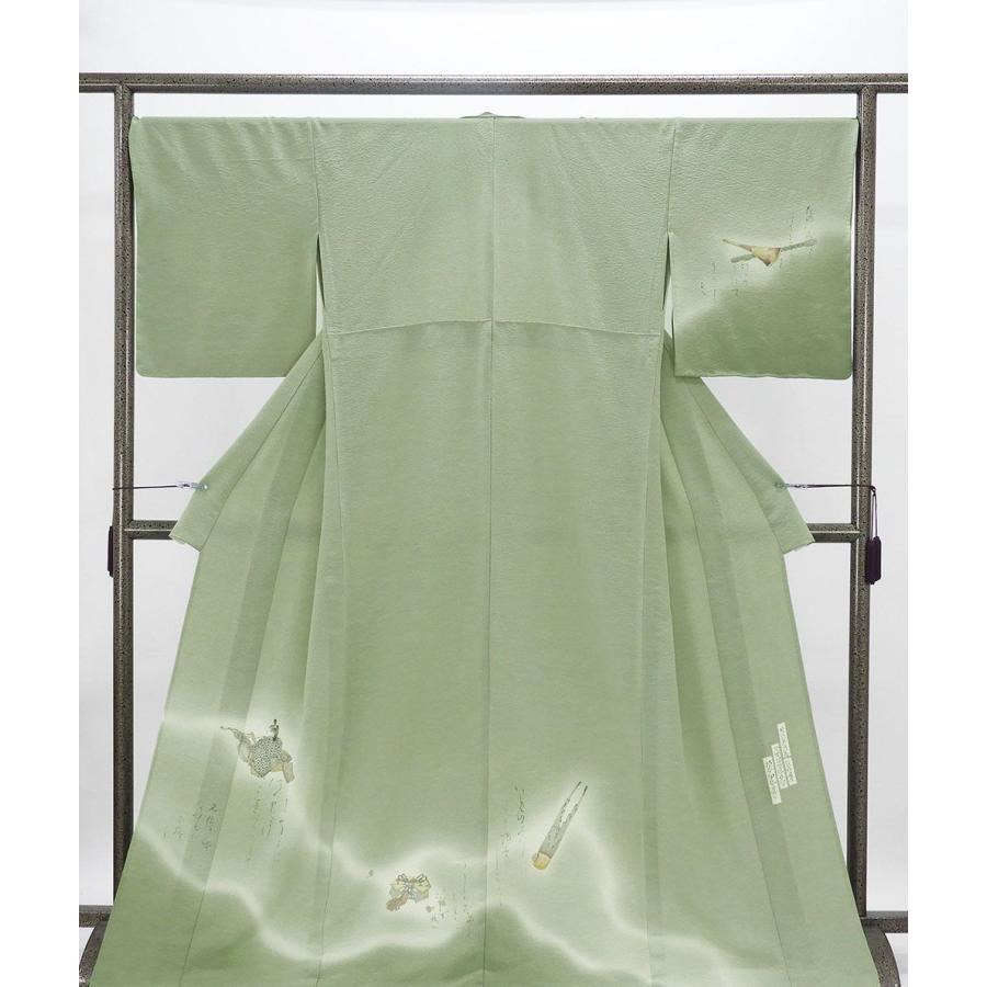 単衣 訪問着 新品 仕立上がり 正絹 京友禅摺り染 樽本伊勢蔵作 身丈165.5cm 裄丈68.5cm 仕立済 着物 wb5037の画像