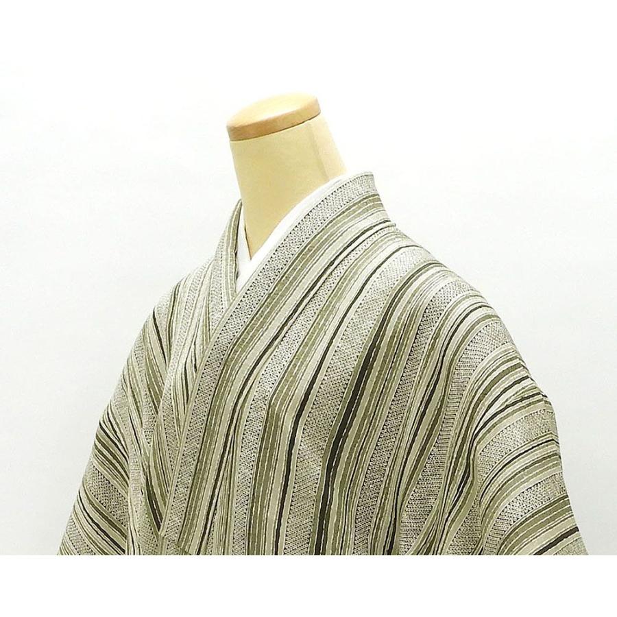 単衣 小紋 新品仕立済 正絹 縦縞匹田模様 身丈166cm 裄丈67.5cm 小紋 新品 仕立て上がり 着物 wc1191の画像