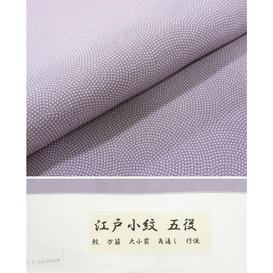 単衣 江戸小紋 新品 仕立上がり 正絹 鮫 小難あり 身丈164.5cm 裄丈68.5cm 仕立済 着物 wc5010の画像