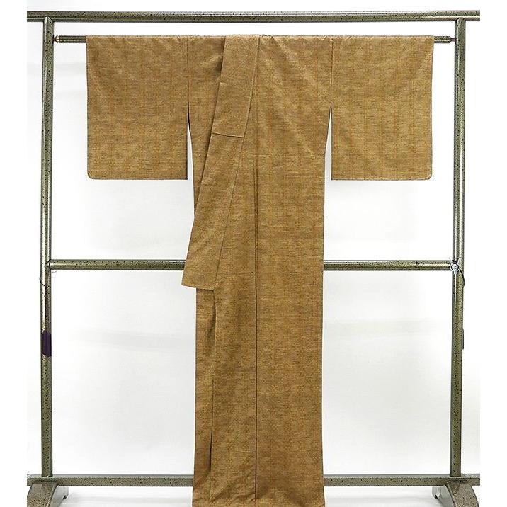 20％OFF！SALE 単衣 紬 新品仕立済 正絹 単衣 琉里縞 花織文様 紬 新品 仕立て上がり 着物 wd1008の画像