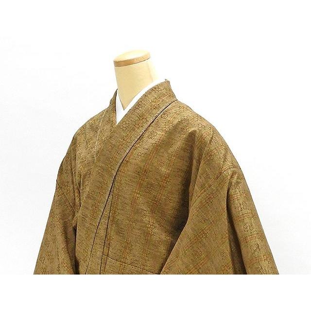 20％OFF！SALE 単衣 紬 新品仕立済 正絹 単衣 琉里縞 花織文様 紬 新品 仕立て上がり 着物 wd1008の画像