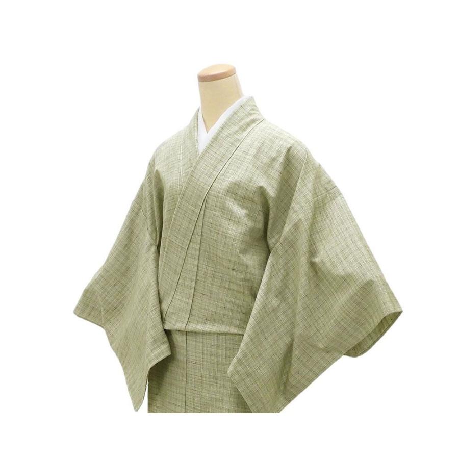 単衣 紬 新品 仕立上がり 正絹 渡源織物 紅の乱縞 乱縞 身丈165cm 裄丈68cm 仕立済 着物 wd5005の画像