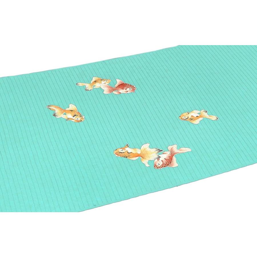 名古屋帯 夏物 十日町友禅 秀美 五泉 絽 塩瀬 金魚模様 九寸名古屋帯