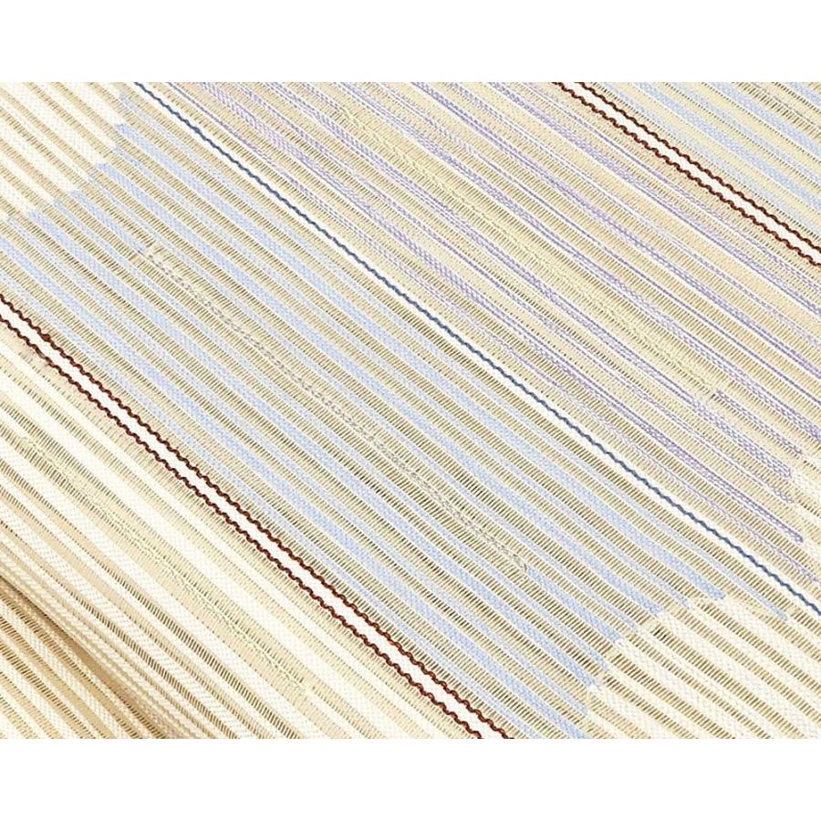 夏帯 名古屋帯 絽綴れ 正絹 新品 仕立て上がり アイボリー 横段 幾何学