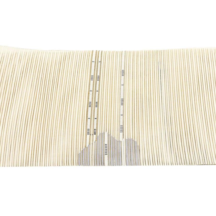 ★専用★名古屋帯 夏帯 絽 アイボリー 長さ4ｍ5㎝ お洒落 正絹 仕立て上がり 夏帯 名古屋帯 絽綴れ 正絹 新品 仕立て上がり アイボリー 横段 幾何学