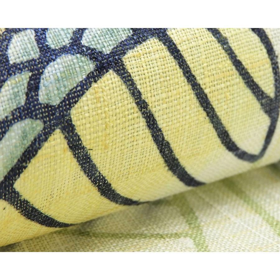 名古屋帯 夏物 和染紅型 栗山吉三郎 鶴に丸模様 本大麻 九寸名古屋帯