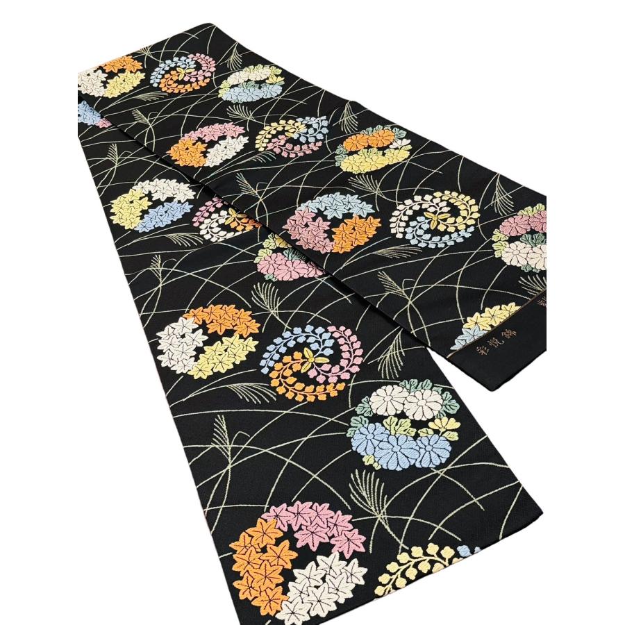 【単衣にも】ふっくらとした織を楽しむ　つづれ唐織の袋帯 平和屋着物◎六通柄袋帯 唐織 正倉院花文 銀糸 正絹