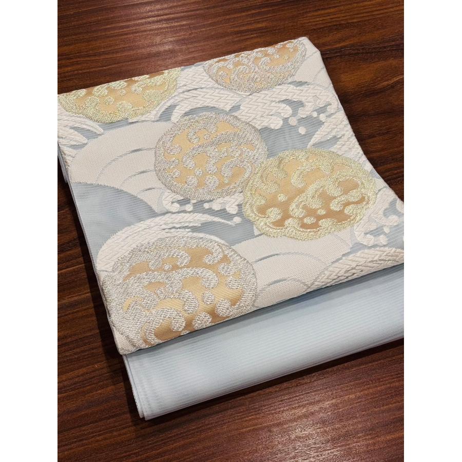 絽袋帯 唐織 花丸紋 夏 単衣 河合康幸 青海波 夏帯 西陣織 商品 絽袋帯 唐織 花丸紋 夏 単衣 河合康幸 青海波 夏帯 西陣織 商品