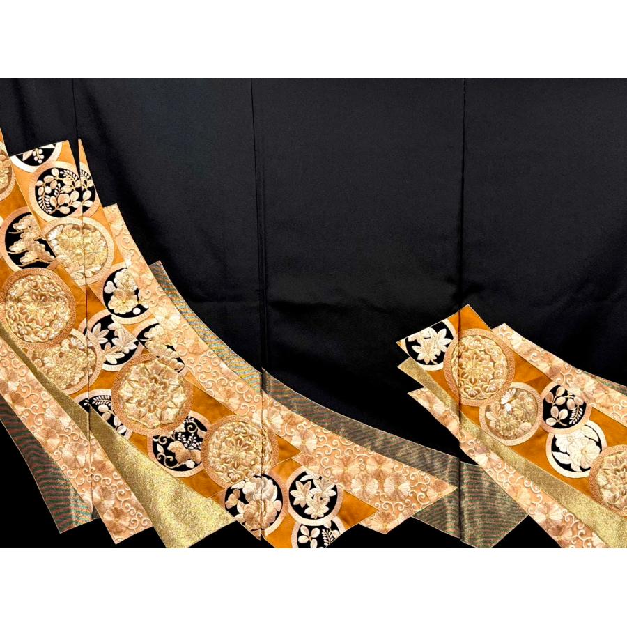 総刺繍 黒留袖 束ね熨斗目 五つ紋 正絹比翼地 ぐし縫い 刺繍 総刺繍 黒留袖 束ね熨斗目 五つ紋 正絹比翼地 ぐし縫い 刺繍