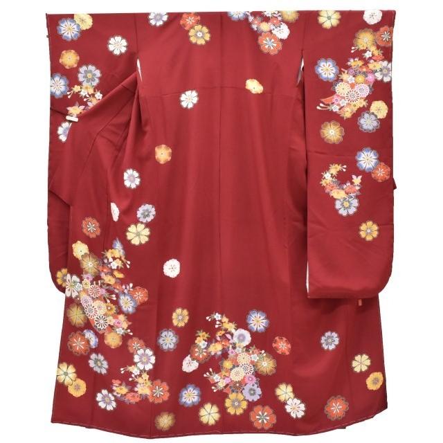 振袖 正絹 長襦袢 2点セット 花文様 仕立て上がり ピンク LLサイズ