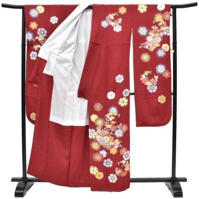 振袖 正絹 長襦袢 2点セット 花文様 仕立て上がり ピンク LLサイズ