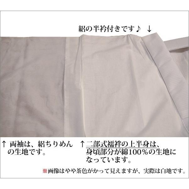 二部式襦袢 居敷当て付き 夏用 洗える 絽ちりめん 半襦袢 裾よけ M/L