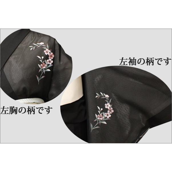 洗える夏着物(絽・付け下げ訪問着) Lフリーサイズ 黒色地に花柄 洗える夏着物(絽・付け下げ訪問着) Lフリーサイズ 黒色地に花柄