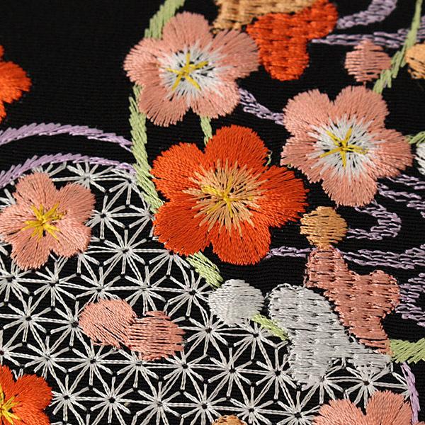 絹交織 カラー地 刺繍半衿 花柄 全2色 振袖 刺繍半襟 色無地 卒業式の袴にもお薦め！