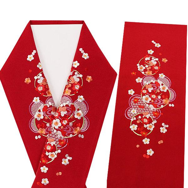 絹交織 カラー地 刺繍半衿 花柄 全2色 振袖 刺繍半襟 色無地 絹交織 カラー地 刺繍半衿 花柄 全2色 振袖 刺繍半襟 色無地