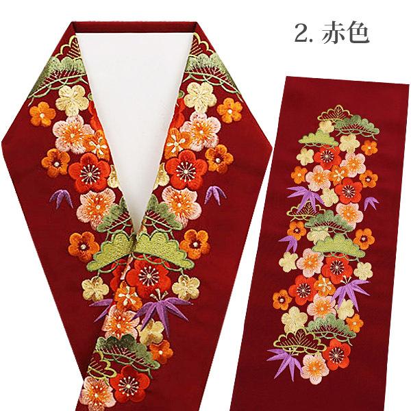 半襟 刺繍 振袖 成人式 半衿 卒業式 袴用 刺繍工房 赤 八重桜手刺繍 正絹 絹100％ 送料無料 半襟 刺繍 半衿 刺繍半衿 刺繍半襟 振袖 成人式 袴 前撮り 卒業式 入学