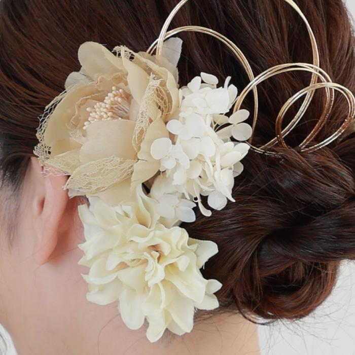 髪飾り マム 和玉 セット かすみ草 花飾り 和装 ヘア 髪飾り マム 和玉 セット かすみ草 花飾り 和装 ヘア