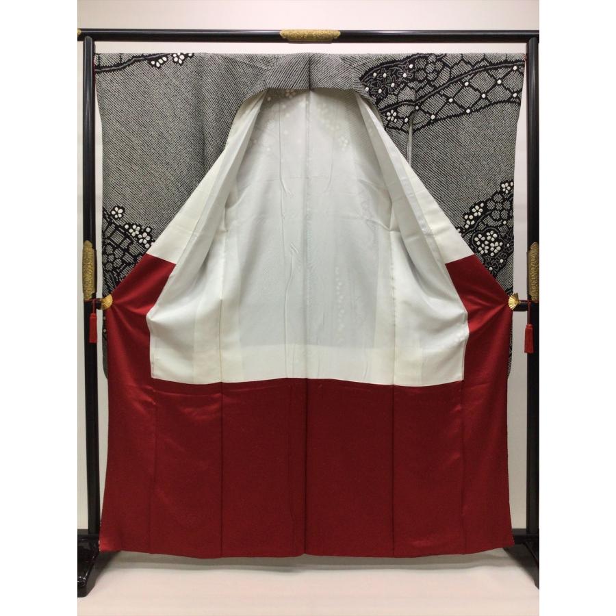 着物 振袖 総絞り振袖 長襦袢・帯付き 良好 中古 グレー 正絹 裄68.5cm 