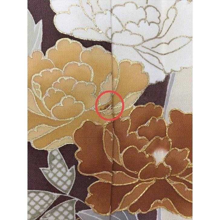 着物 訪問着 未使用 中古 花柄 クリーム色 正絹 裄68cm レディース