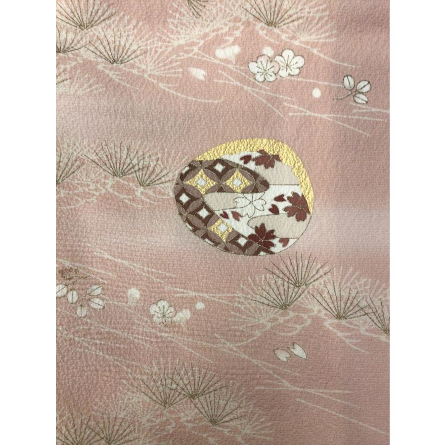 着物 訪問着 未使用 縫一ッ紋入 ピンク色 高砂縮緬 正絹 裄68cm 着物 訪問着 未使用 縫一ッ紋入 ピンク色 高砂縮緬 正絹 裄68cm