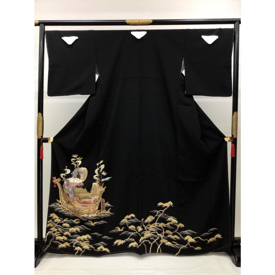 着物 留袖 黒留袖 未使用 中古 黒 正絹 裄68cm レディース 女性 和服 