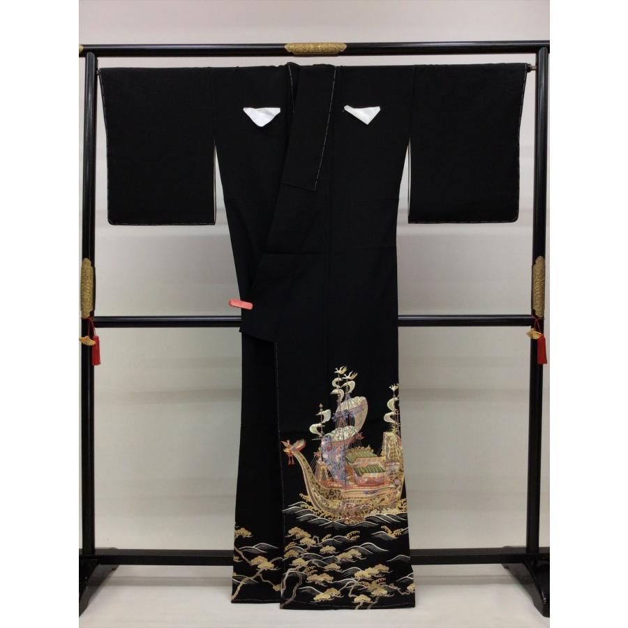 着物 留袖 黒留袖 未使用 中古 黒 正絹 裄68cm レディース 女性 和服 