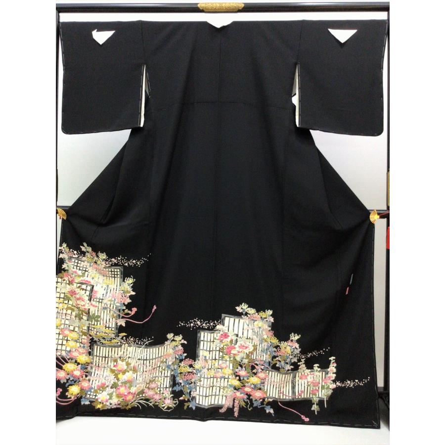 着物 留袖 黒留袖 宮野勇造作 本加賀友禅 「富山格子」 未使用 中古 