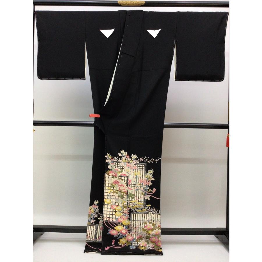 着物 留袖 黒留袖 宮野勇造作 本加賀友禅 「富山格子」 未使用 中古 