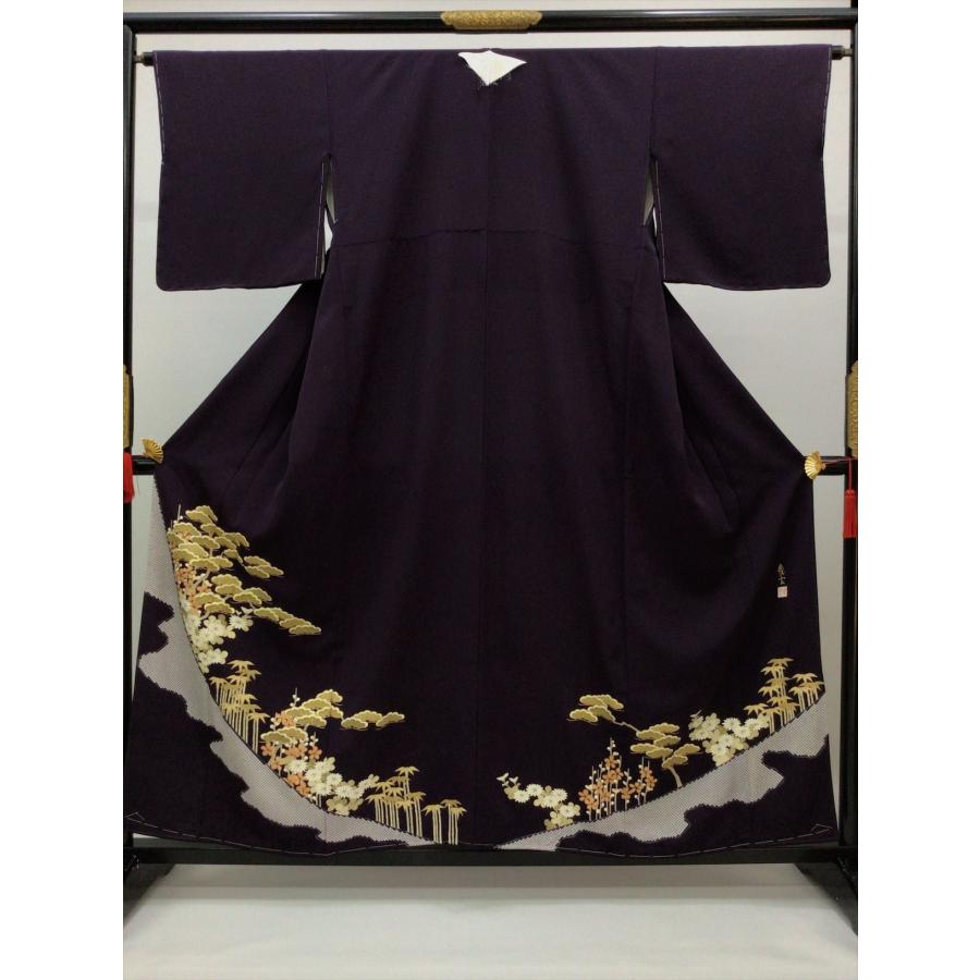 着物 留袖 熊谷慶雲作 色留袖 未使用 中古 摺り一ッ紋 正絹 裄64cm 