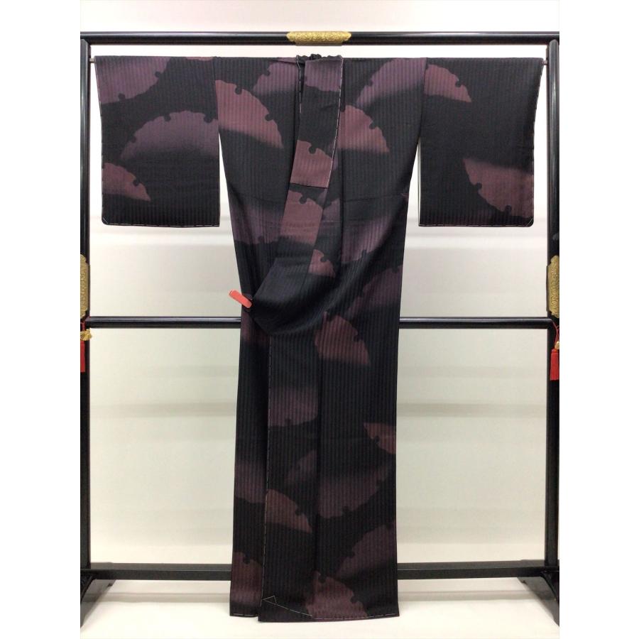 着物 小紋 未使用 中古 柄物 紫 正絹 裄68.5cm レディース 女性 和服 