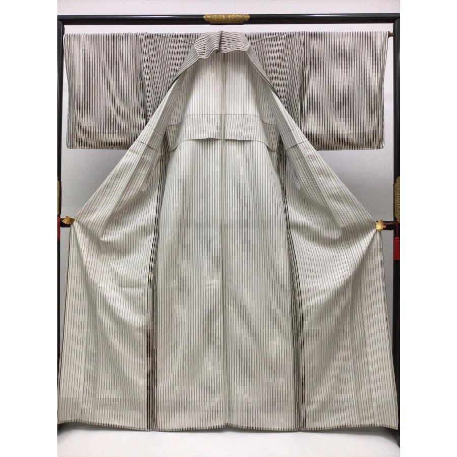 【新品未使用】正絹夏物 絽小紋 夏着物 裄69cm 着物 夏着物 絽小紋 未使用 中古 縞 正絹 裄67.5cm レディース 女性