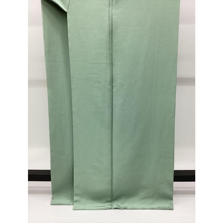 色無地 袷 無地 緑 紋入り 横木瓜 裄65.5 細身 Ｍ～Ｌ 中古 sn617 色無地 袷 無地 緑 紋入り 横木瓜 裄65.5 細身 M～L sn617 【公式通販】