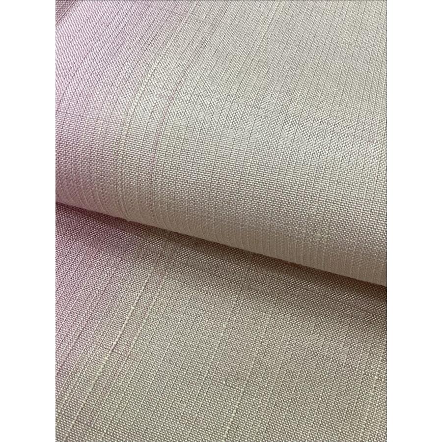 単衣紬 未使用 中古 正絹 縞 ピンク ベージュ 裄70cm 単衣 着物 